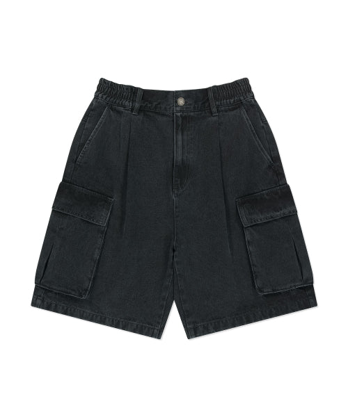 cargo denim shorts black