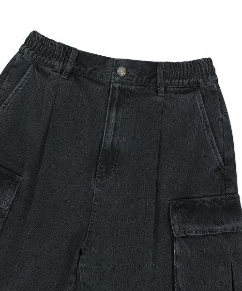 cargo denim shorts black