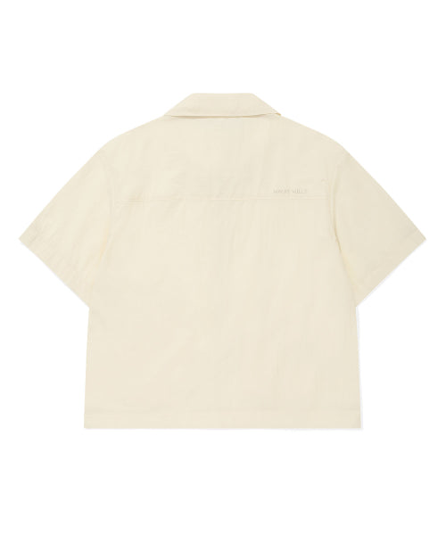 Women's Nylon Short Sleeve Zip-Up Jumper Cream