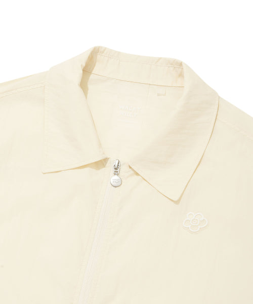 Women's Nylon Short Sleeve Zip-Up Jumper Cream