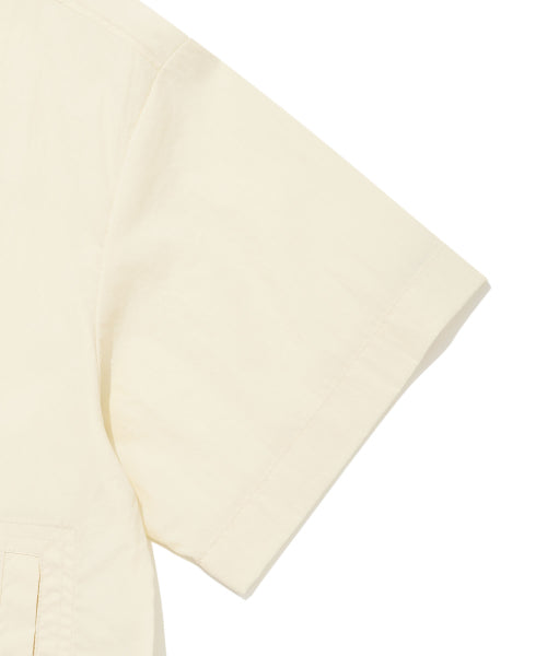 Women's Nylon Short Sleeve Zip-Up Jumper Cream