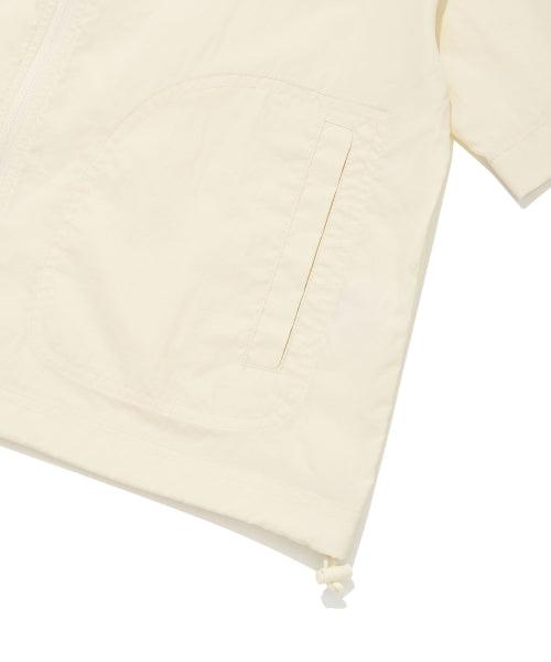 Women's Nylon Short Sleeve Zip-Up Jumper Cream