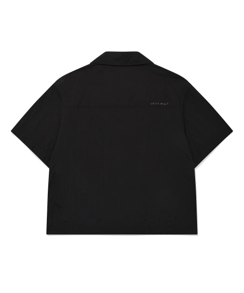 Women's Nylon Short Sleeve Zip-Up Jumper Black
