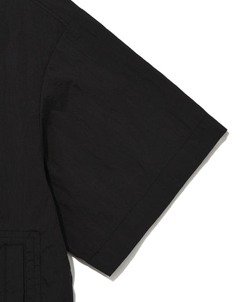 Women's Nylon Short Sleeve Zip-Up Jumper Black