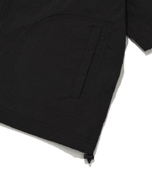 Women's Nylon Short Sleeve Zip-Up Jumper Black
