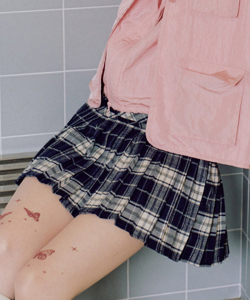 Ivy Check Skirt Pants [NAVY]