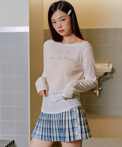 Ivy Check Skirt Pants [BLUE]