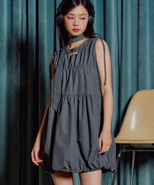 Rain Balloon Mini Dress [CHARCOAL]