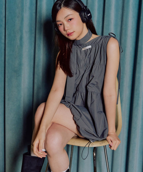 Rain Balloon Mini Dress [CHARCOAL]