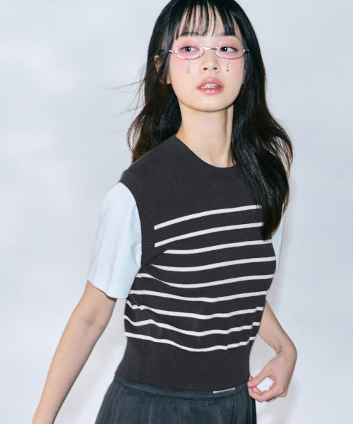 Betty Stripe Knit [CHARCOAL]