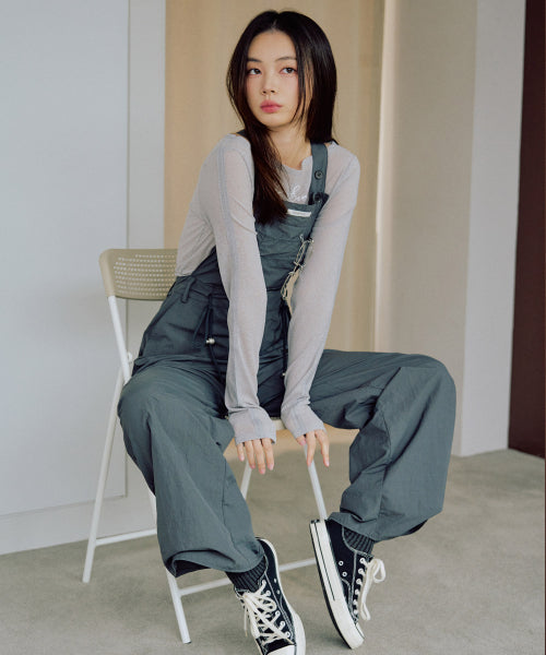 Megan Nylon Overall Pants [CHARCOAL]