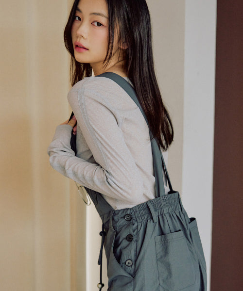 Megan Nylon Overall Pants [CHARCOAL]
