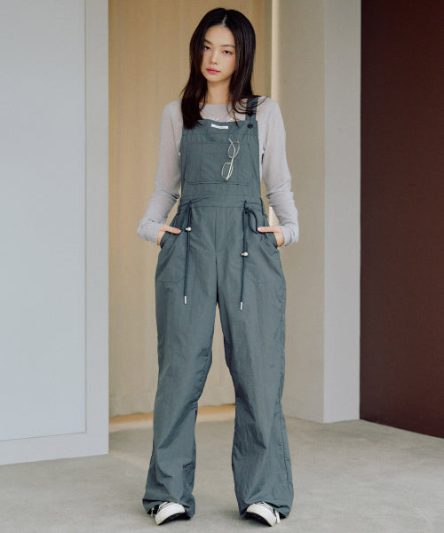 Megan Nylon Overall Pants [CHARCOAL]