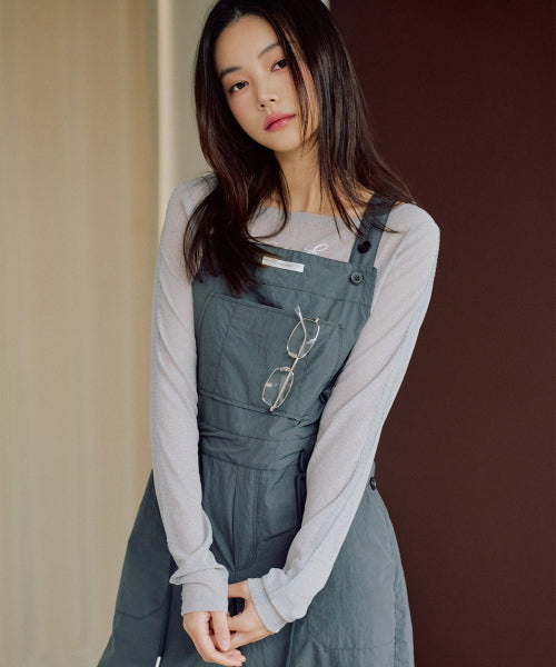 Megan Nylon Overall Pants [CHARCOAL]