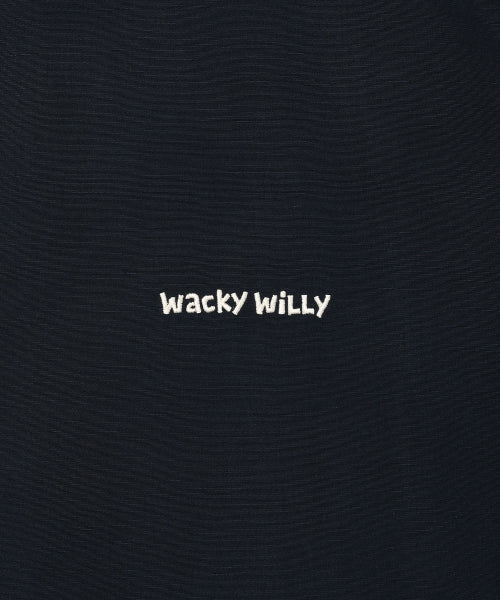 linen blended overfit short-sleeved shirt navy