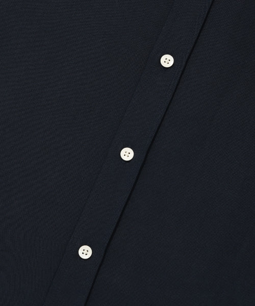 linen blended overfit short-sleeved shirt navy