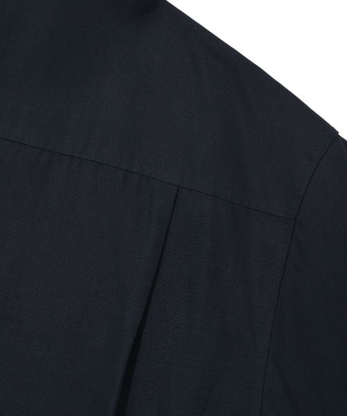 linen blended overfit short-sleeved shirt navy