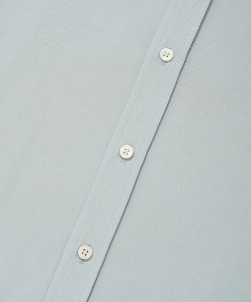 Linen Blended Oversized Fit Short-Sleeved Shirt Sky Blue