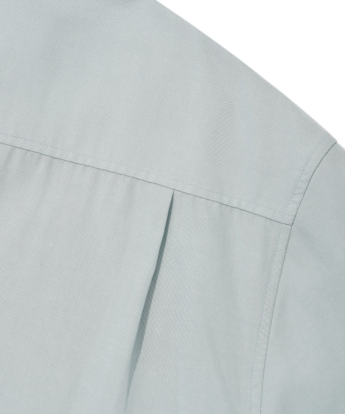 Linen Blended Oversized Fit Short-Sleeved Shirt Sky Blue