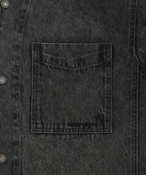 Washing denim short-sleeved shirt black