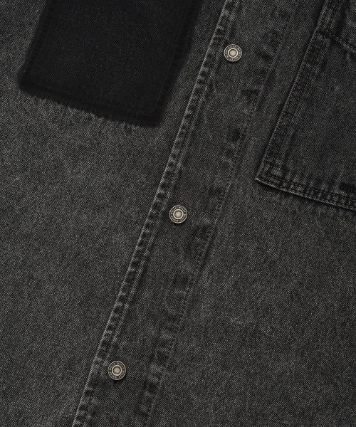 Washing denim short-sleeved shirt black