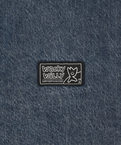 Washing denim short-sleeved shirt sky blue