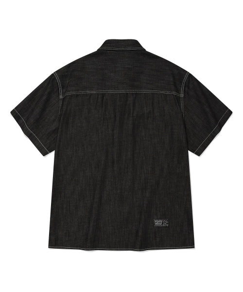 Easy denim short-sleeved shirt black