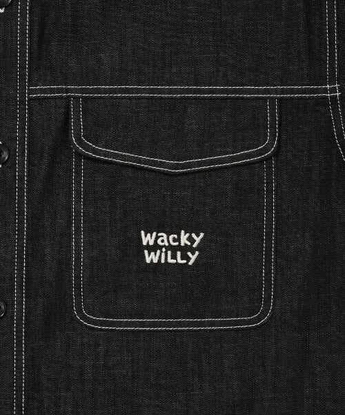 Easy denim short-sleeved shirt black