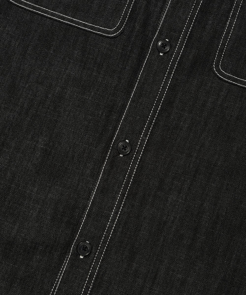 Easy denim short-sleeved shirt black