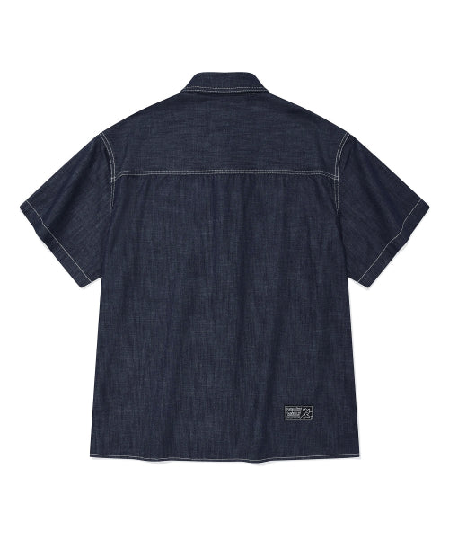Easy denim short-sleeved shirt blue