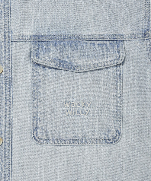 Easy denim short-sleeved shirt sky blue
