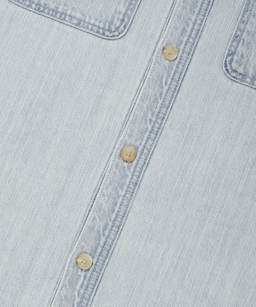 Easy denim short-sleeved shirt sky blue