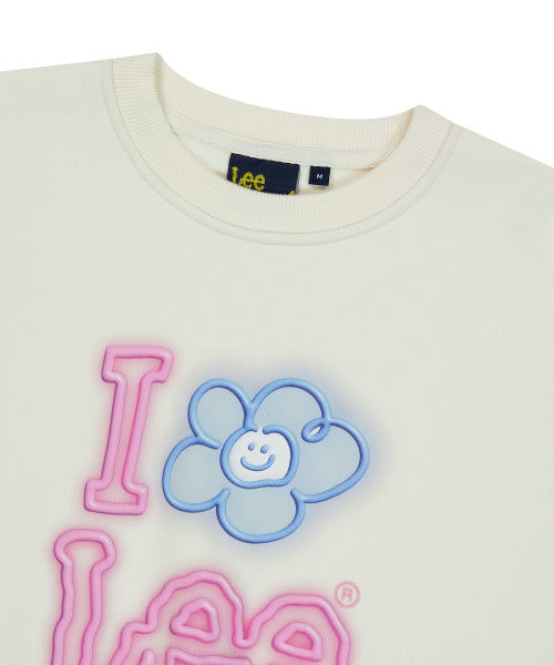[Waki Willi x Lee] Women's Irish Graphic Crop Sweatshirt Cream