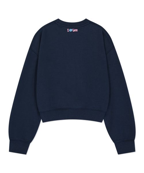 [Waki Willie x Lee] Women's Irish Graphic Crop Sweatshirt Navy