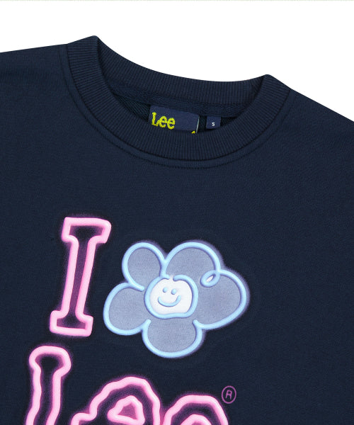 [Waki Willie x Lee] Women's Irish Graphic Crop Sweatshirt Navy