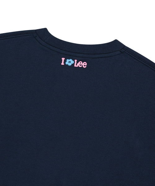 [Waki Willie x Lee] Women's Irish Graphic Crop Sweatshirt Navy
