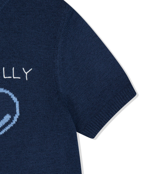Women's Lily Graphic Short-Sleeved Knitwear Dark Navy
