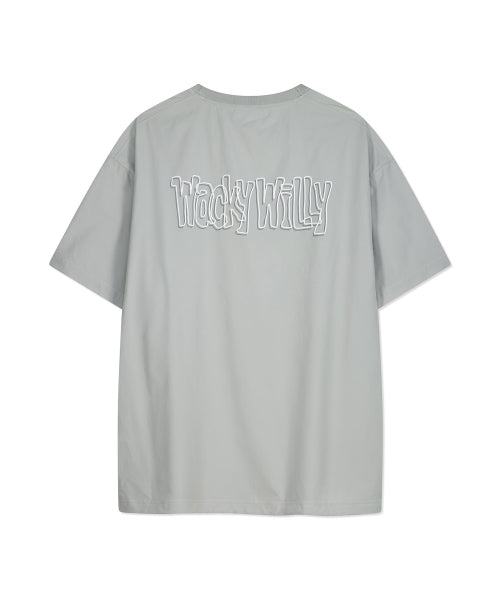 Waki typo flower island short-sleeved T-shirt gray