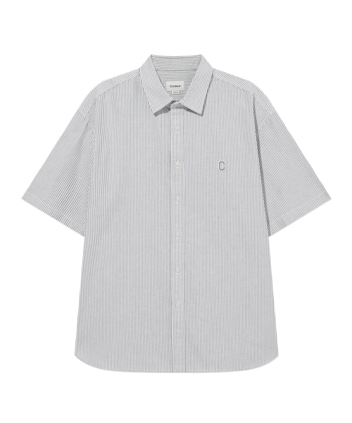 C LOGO OXFORD STRIPE HALF SHIRTS
