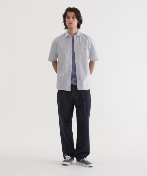 C LOGO OXFORD STRIPE HALF SHIRTS
