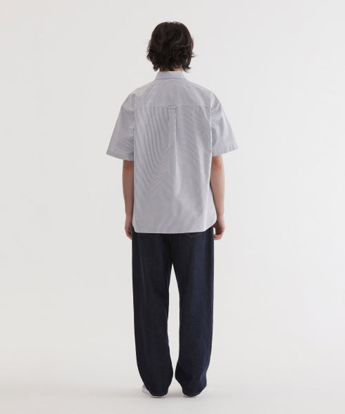 C LOGO OXFORD STRIPE HALF SHIRTS