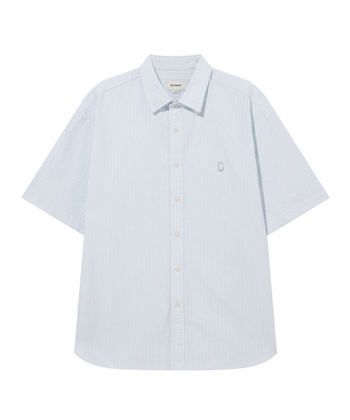 C LOGO OXFORD STRIPE HALF SHIRTS