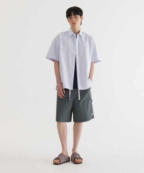 C LOGO OXFORD STRIPE HALF SHIRTS