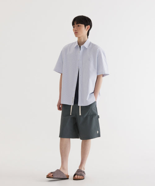 C LOGO OXFORD STRIPE HALF SHIRTS