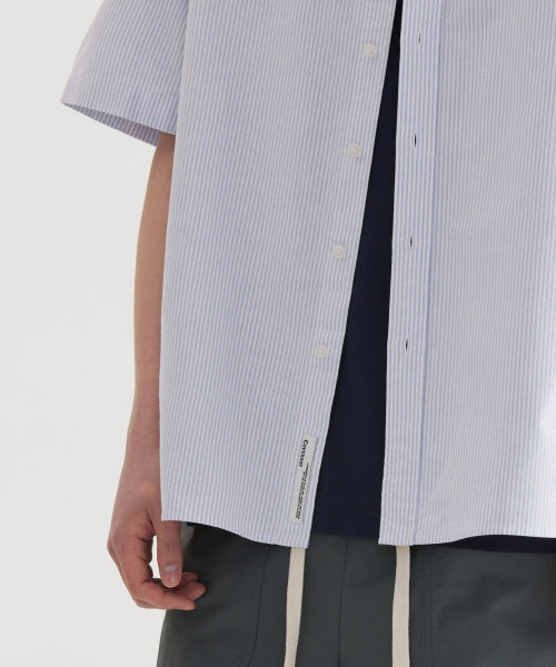 C LOGO OXFORD STRIPE HALF SHIRTS