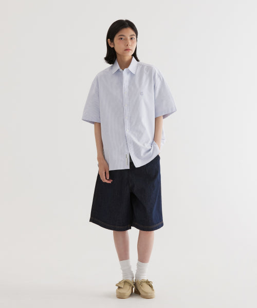 C LOGO OXFORD STRIPE HALF SHIRTS