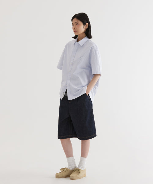 C LOGO OXFORD STRIPE HALF SHIRTS