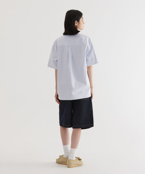 C LOGO OXFORD STRIPE HALF SHIRTS