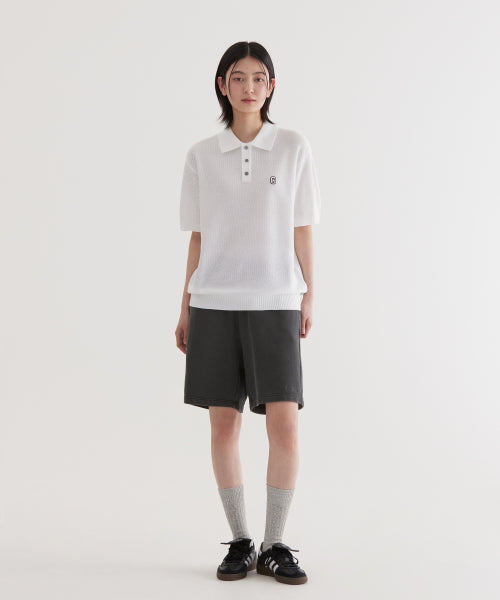 C LOGO COLLAR HALF KNIT