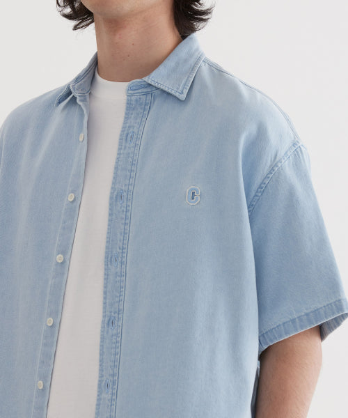 C LOGO DENIM HALF SHIRTS